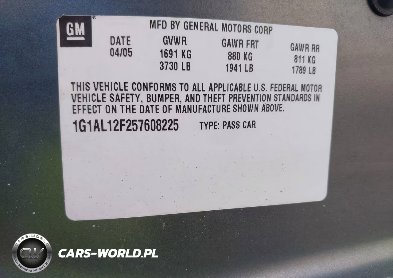 2005 Chevrolet Cobalt Ls VIN:1G1AL12F257608225 - 9