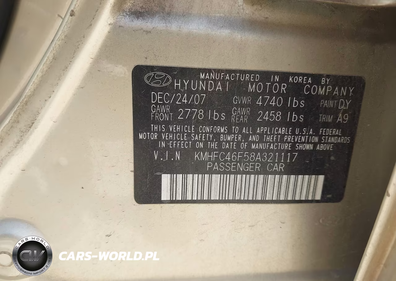 2008 Hyundai Azera Limited VIN:KMHFC46F58A321117 - 9