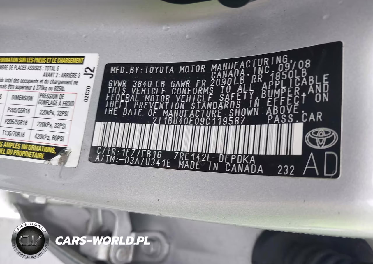 2009 Toyota Corolla Le VIN:2T1BU40E09C119587 - 9