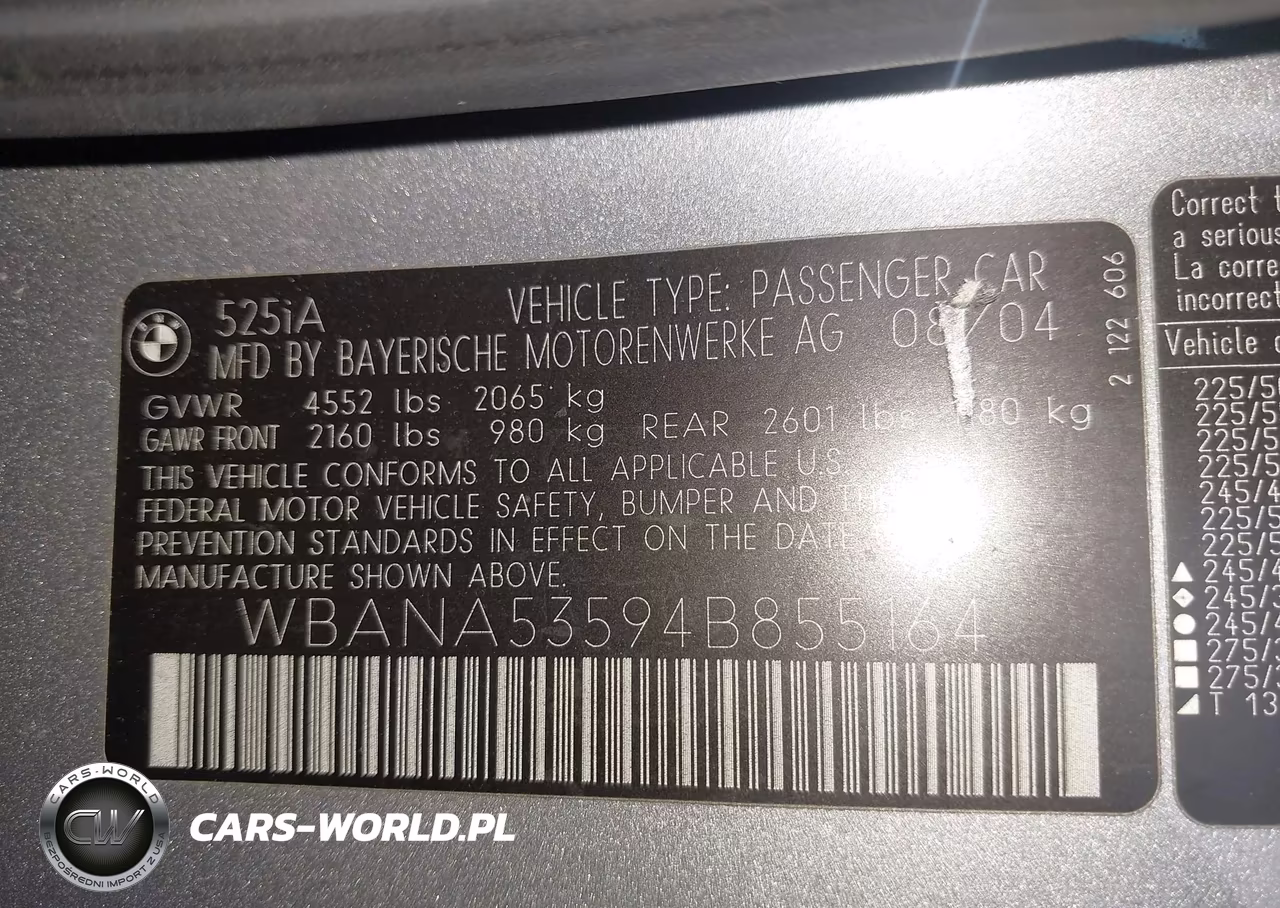 2004 BMW 525I VIN:WBANA53594B855164 - 9