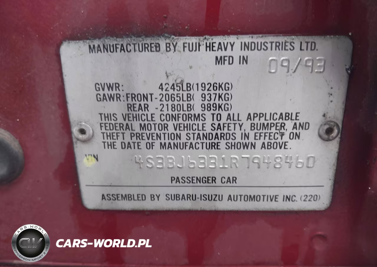 1994 Subaru Legacy L-L Alpine VIN:4S3BJ6331R7948460 - 9