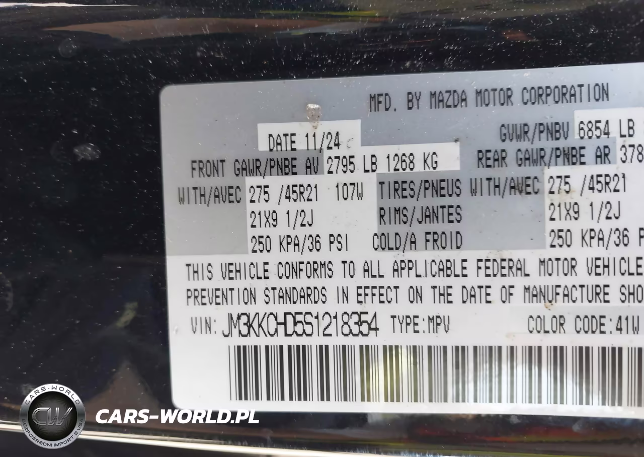 2025 Mazda Cx-90 3.3 Turbo Premium Sport VIN:JM3KKCHD5S1218354 - 9