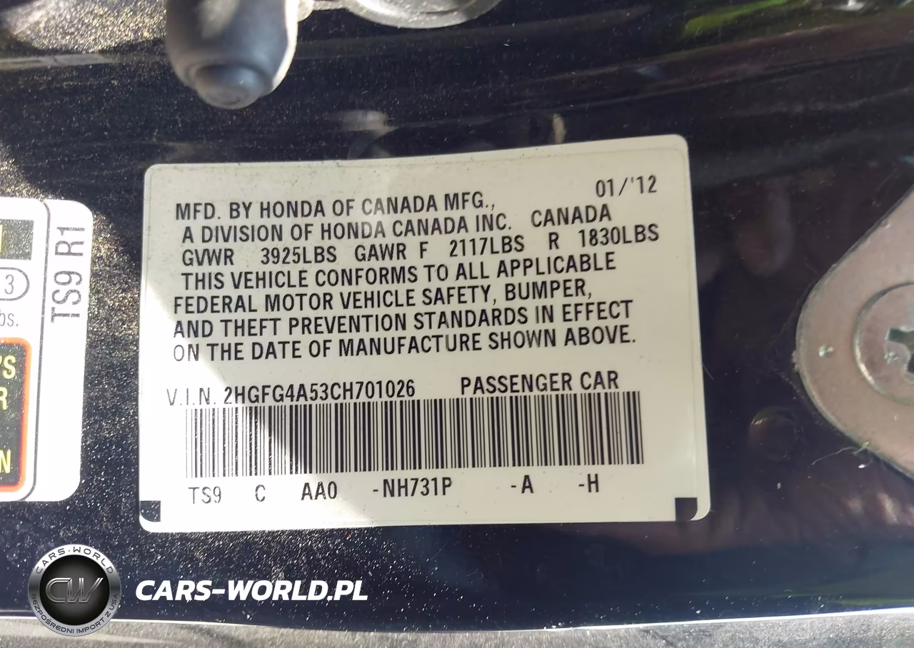 2012 Honda Civic Si VIN:2HGFG4A53CH701026 - 9