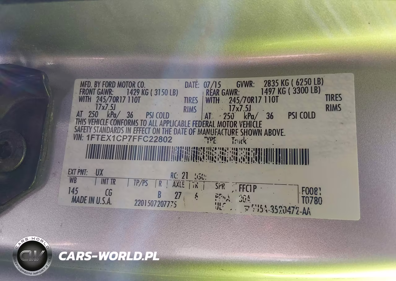 2015 Ford F-150 Xl VIN:1FTEX1CP7FFC22802 - 9