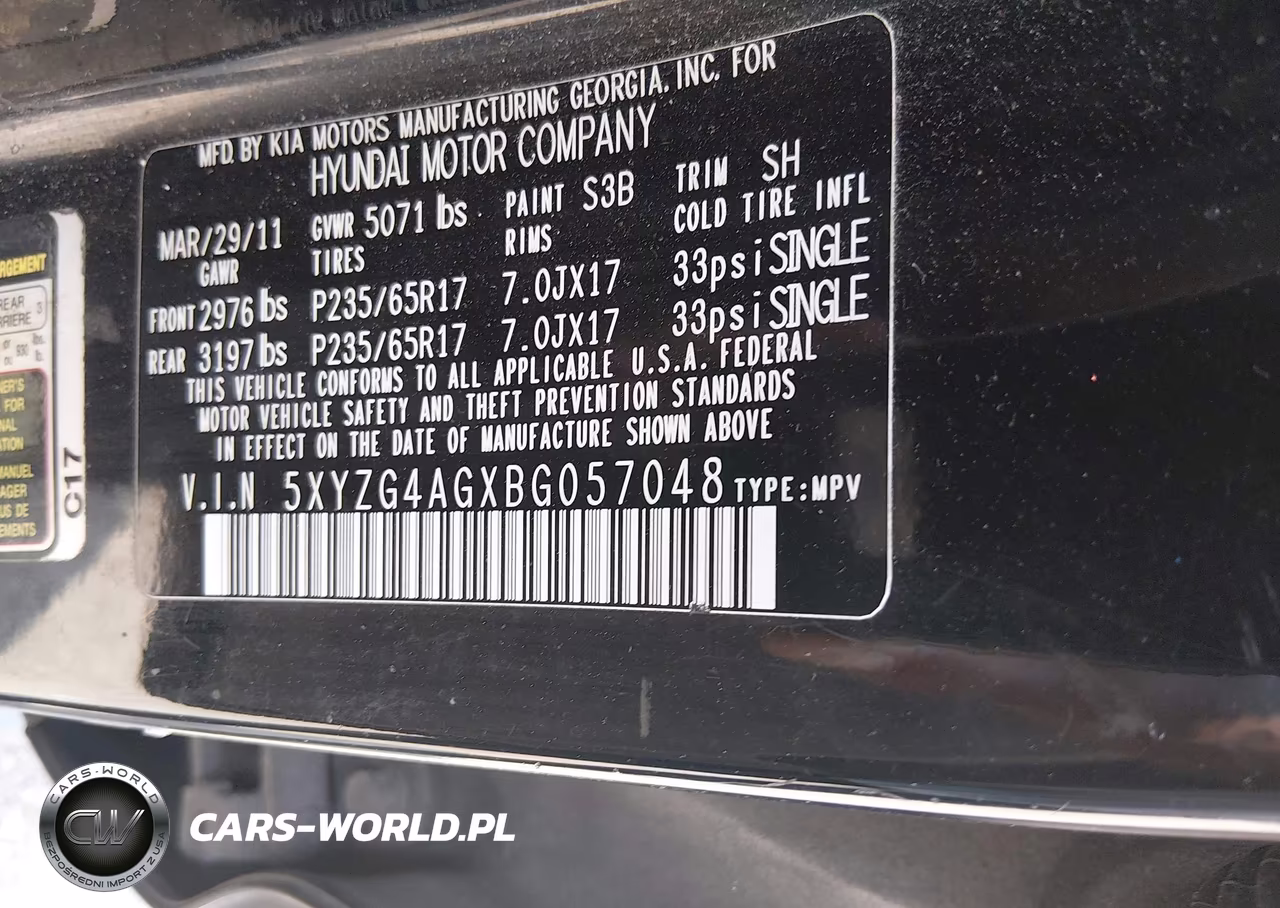 2011 Hyundai Santa Fe Gls V6 VIN:5XYZG4AGXBG057048 - 9