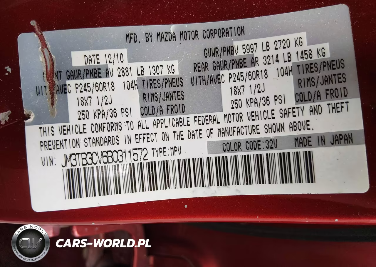 2011 Mazda Cx-9 Touring VIN:JM3TB3CV6B0311572 - 9