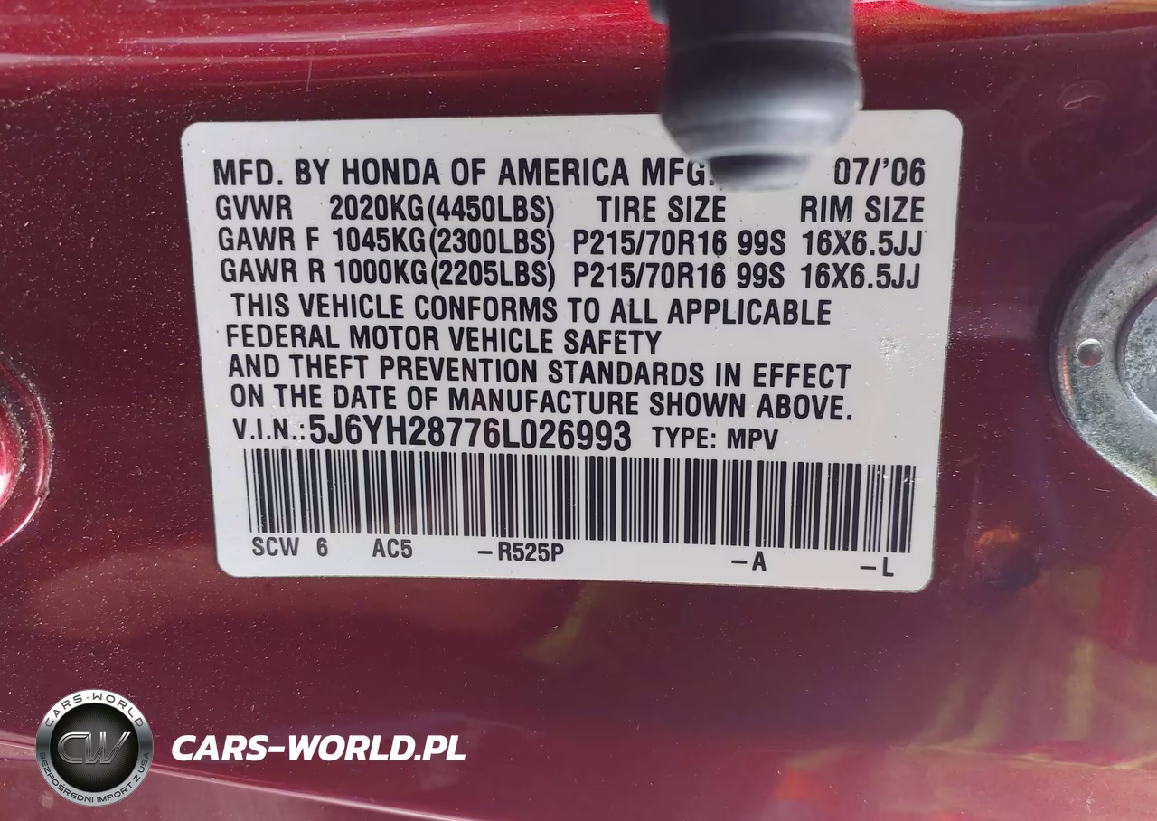 2006 Honda Element Ex-P VIN:5J6YH28776L026993 - 9