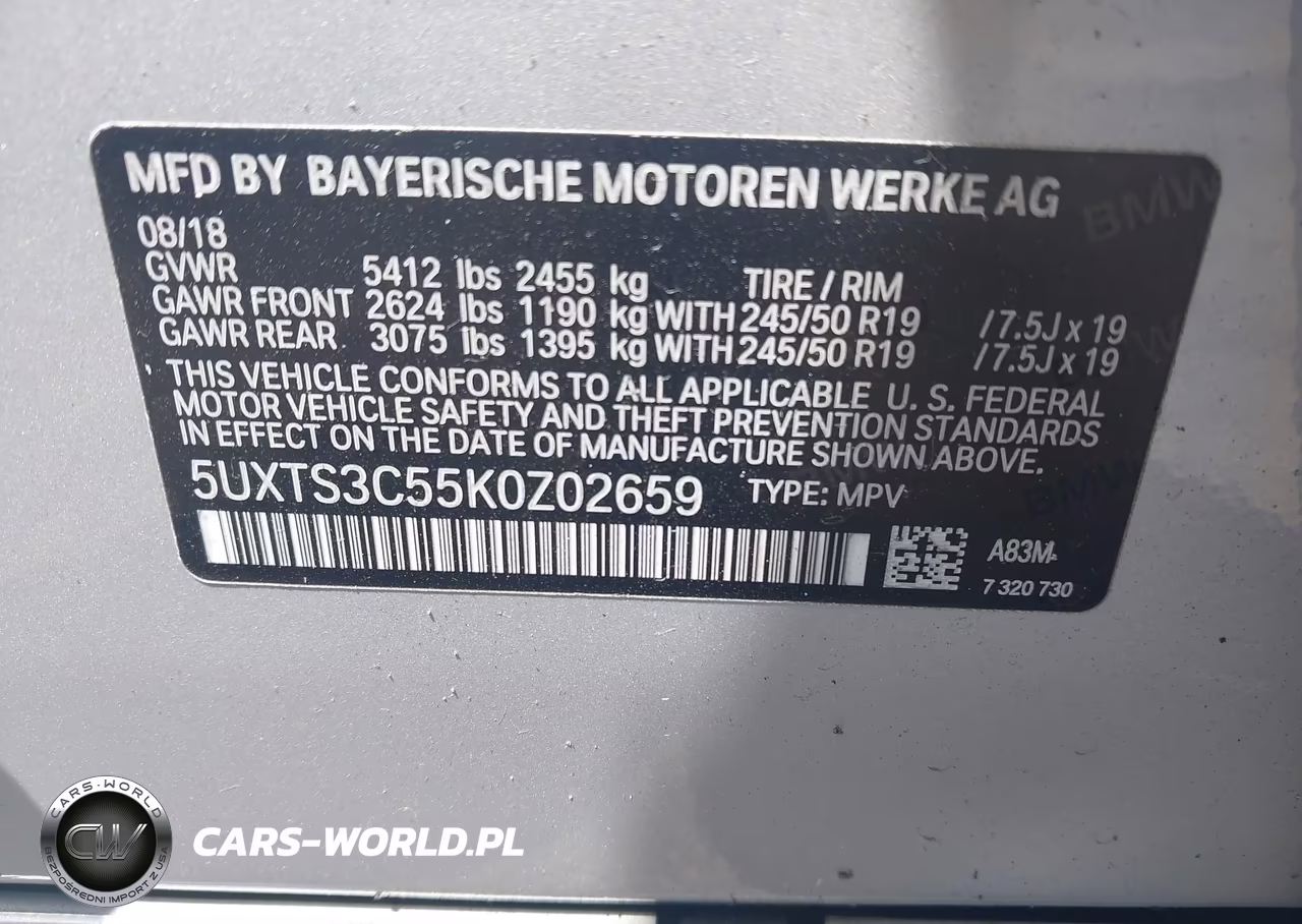 2019 BMW X3 M40I VIN:5UXTS3C55K0Z02659 - 9