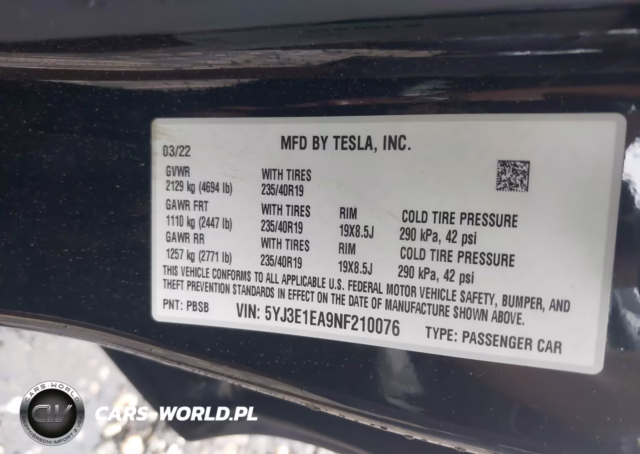 2022 Tesla Model 3 Rear-Wheel Drive VIN:5YJ3E1EA9NF210076 - 9