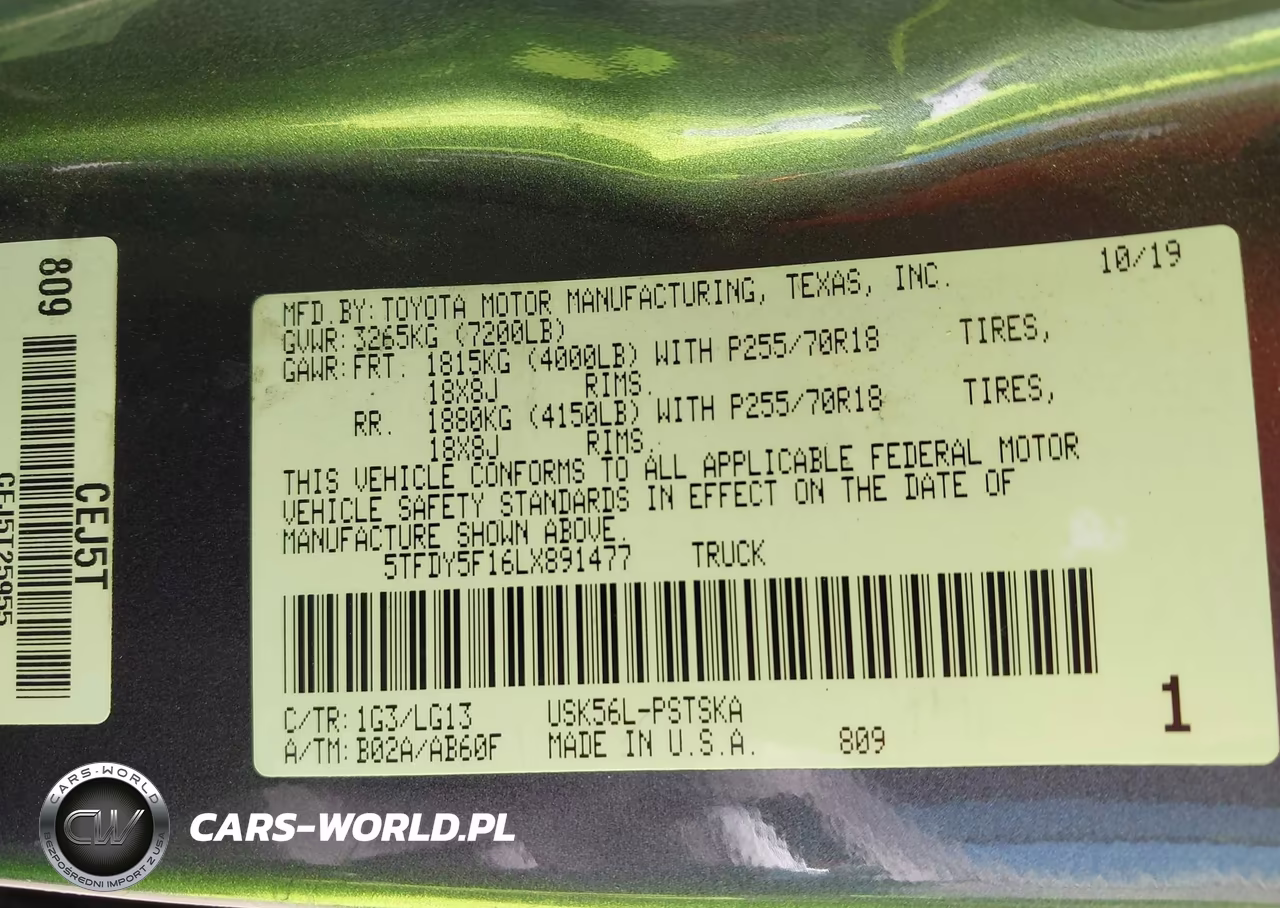 2020 Toyota Tundra Sr5 VIN:5TFDY5F16LX891477 - 9