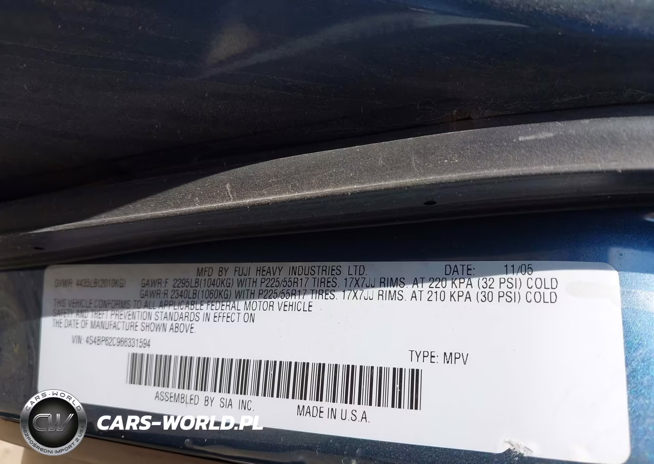 2006 Subaru Outback 2.5I Limited VIN:4S4BP62C966331594 - 9