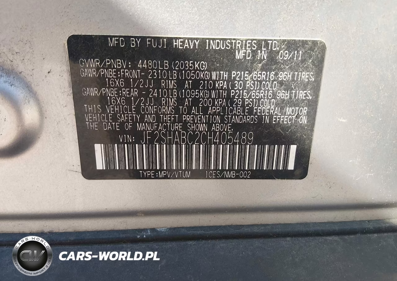 2012 Subaru Forester 2.5X VIN:JF2SHABC2CH405489 - 9