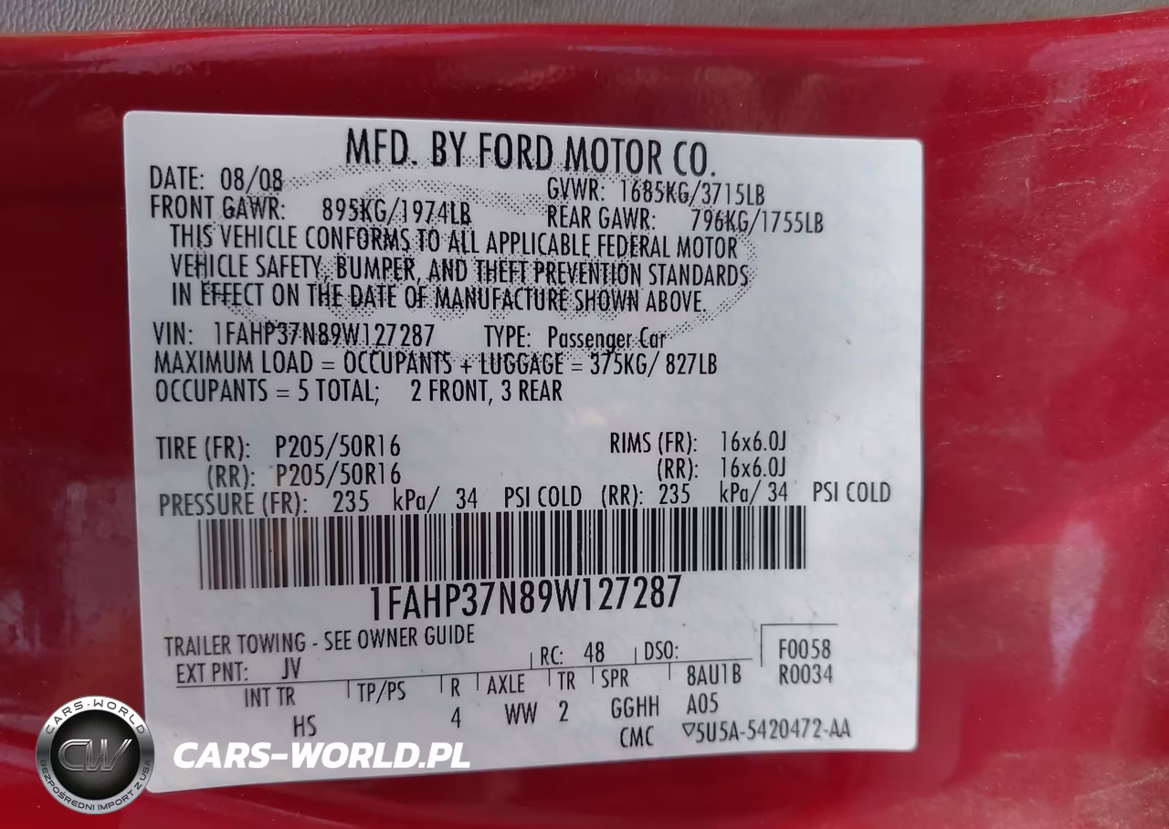 2009 Ford Focus Sel VIN:1FAHP37N89W127287 - 9