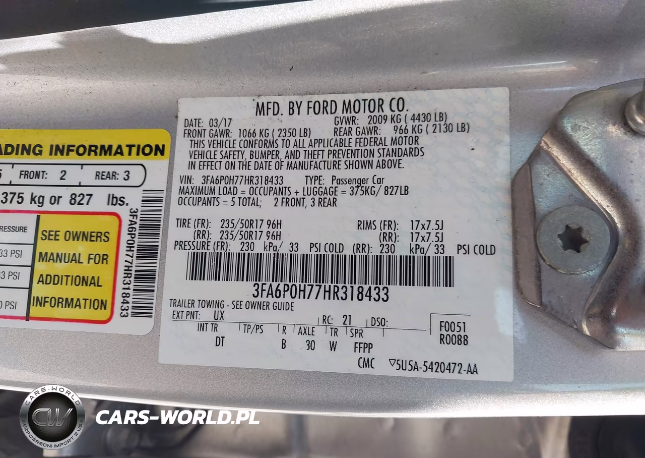 2017 Ford Fusion Se VIN:3FA6P0H77HR318433 - 9