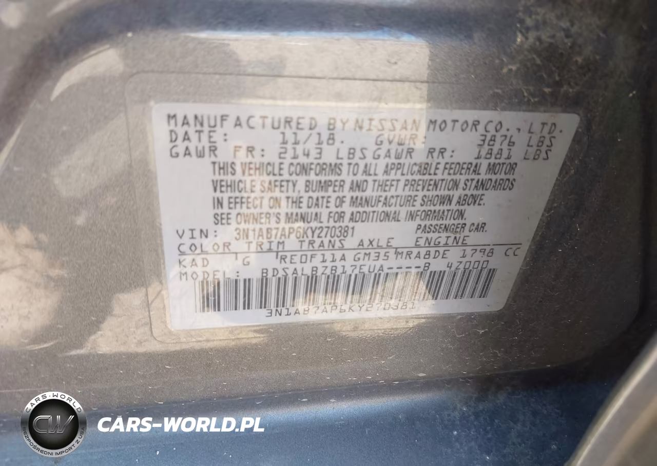 2019 Nissan Sentra S VIN:3N1AB7AP6KY270381 - 9