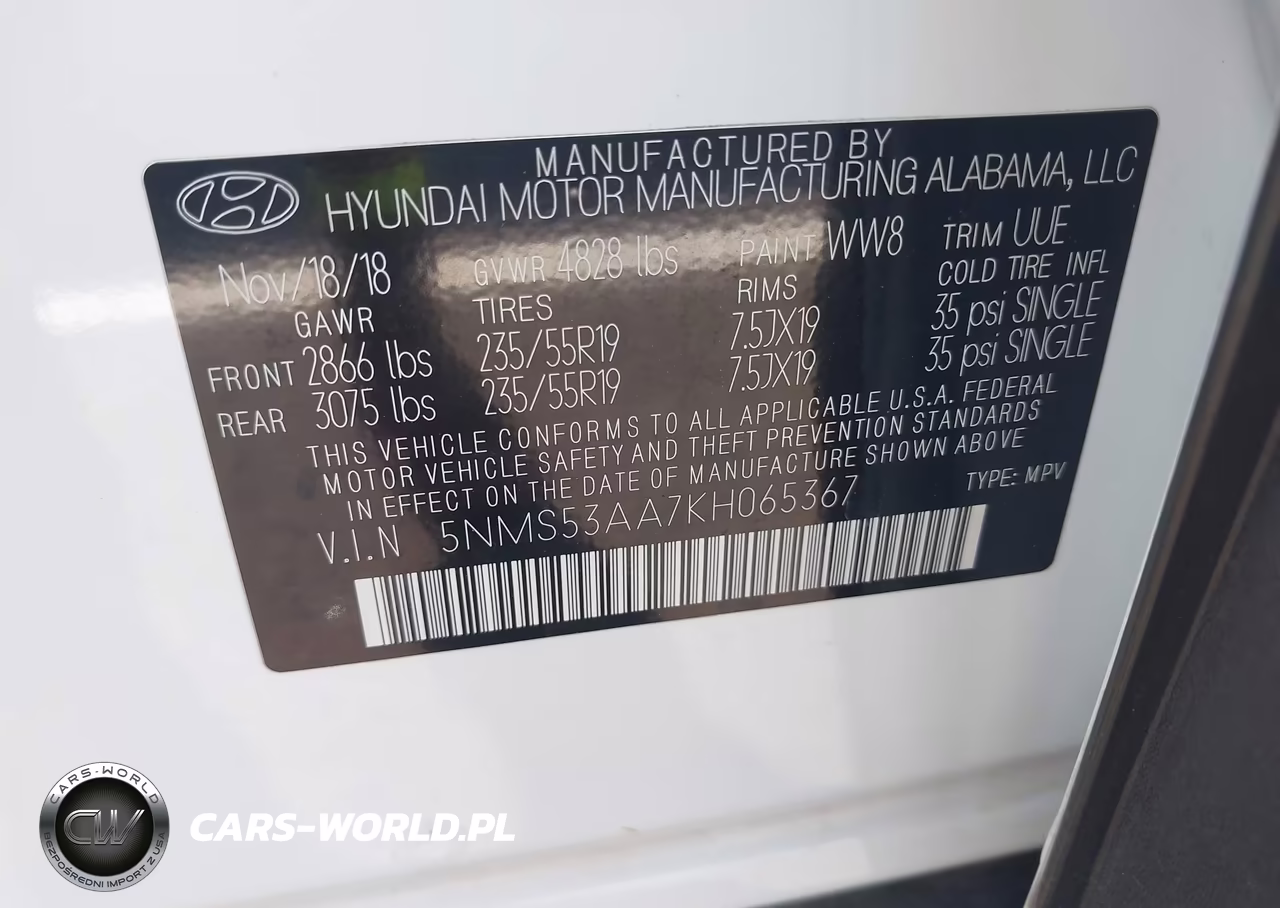 2019 Hyundai Santa Fe Ultimate 2.0T VIN:5NMS53AA7KH065367 - 9