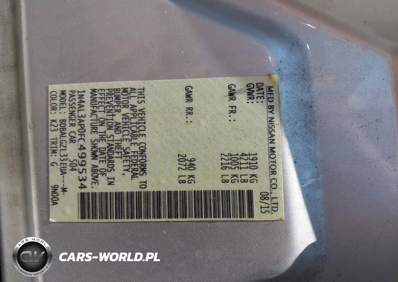 2015 Nissan Altima 2.5 S VIN:1N4AL3AP0FC499534 - 9