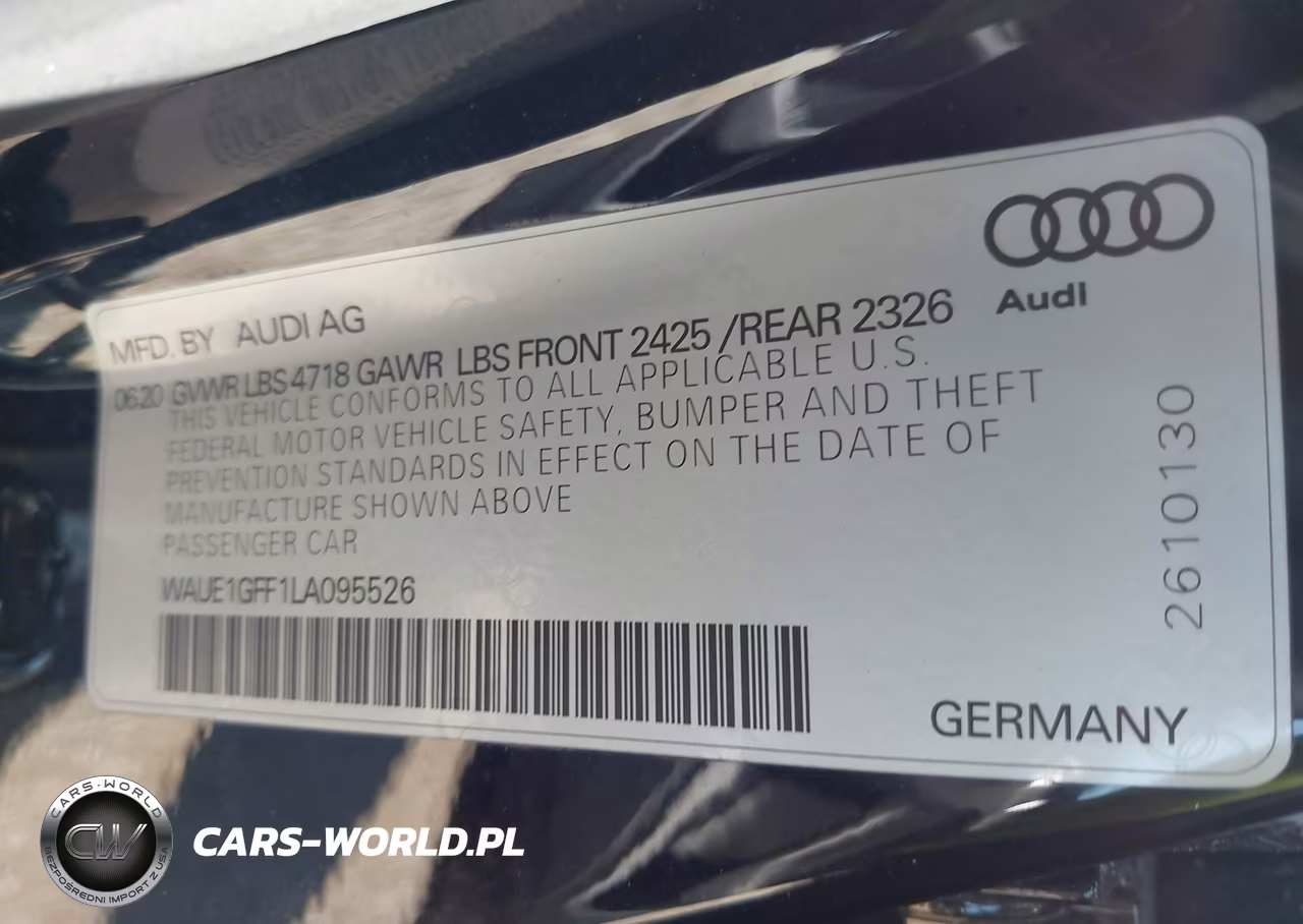 2020 Audi S3 Premium Plus Tfsi Quattro S Tronic VIN:WAUE1GFF1LA095526 - 9