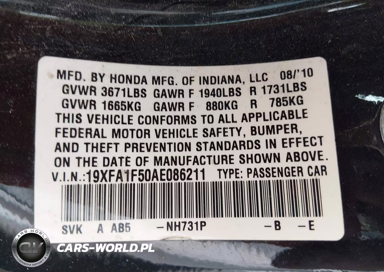 2010 Honda Civic Lx VIN:19XFA1F50AE086211 - 9