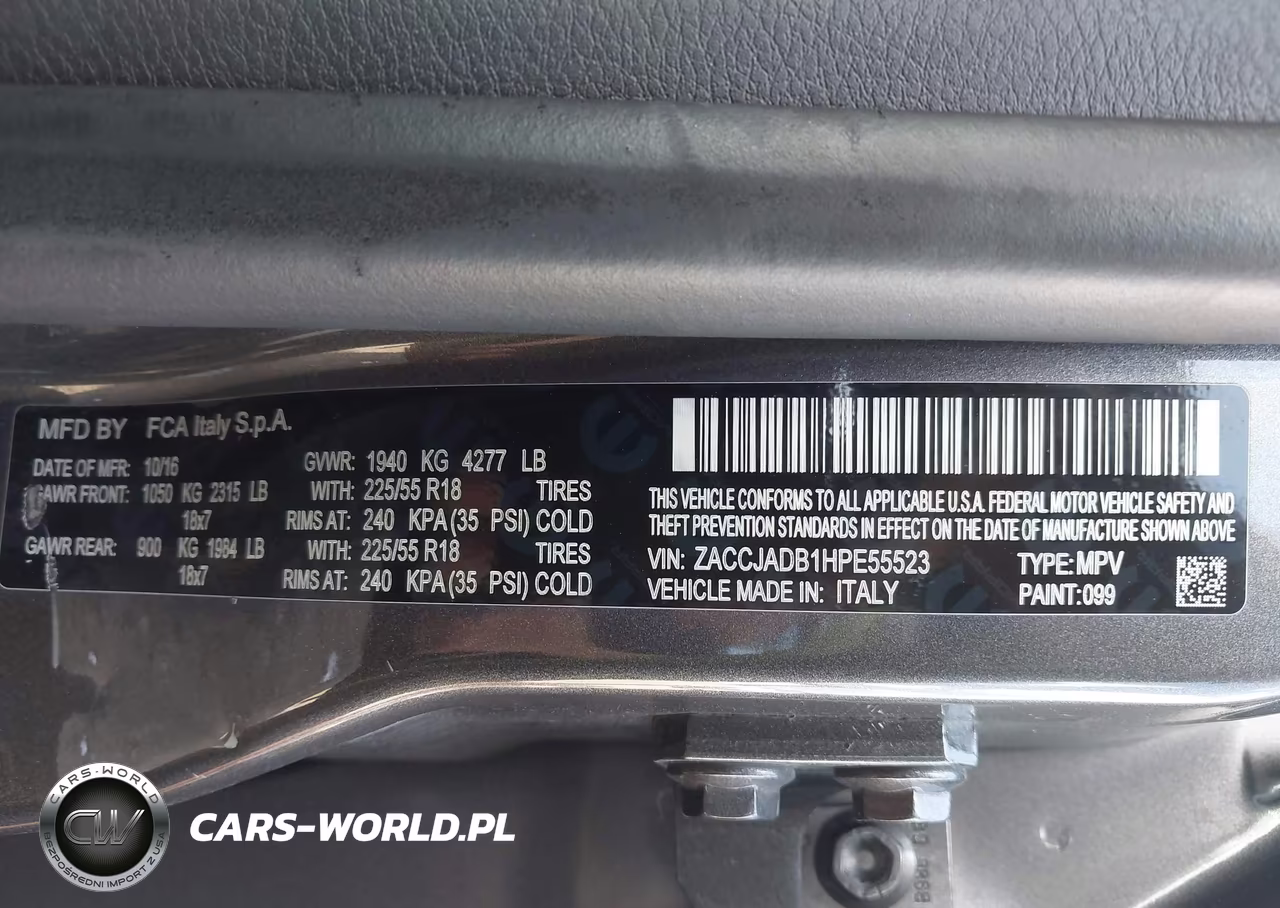 2017 Jeep Renegade Limited VIN:ZACCJADB1HPE55523 - 9