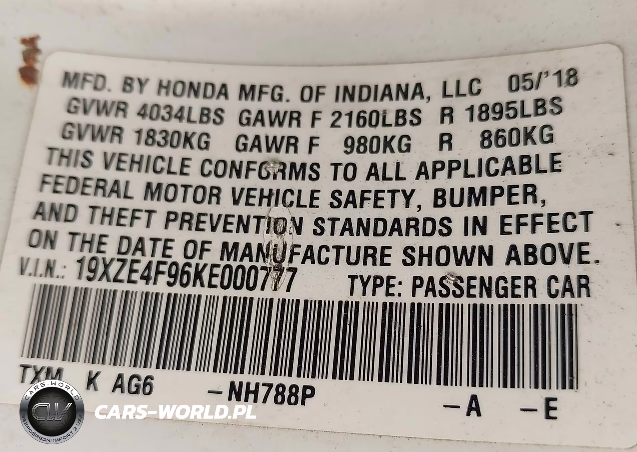2019 Honda Insight Touring VIN:19XZE4F96KE000777 - 9