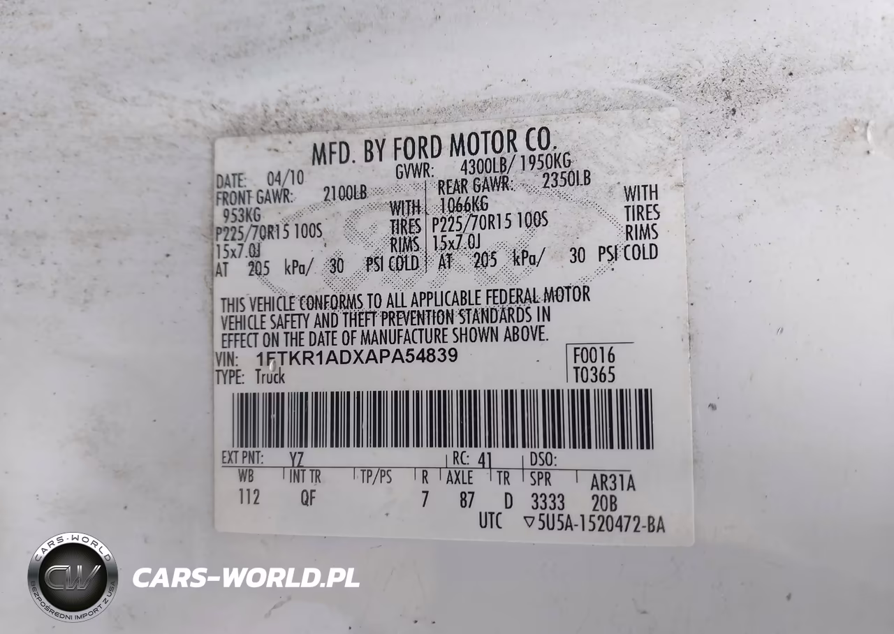2010 Ford Ranger Xl-Xlt VIN:1FTKR1ADXAPA54839 - 9