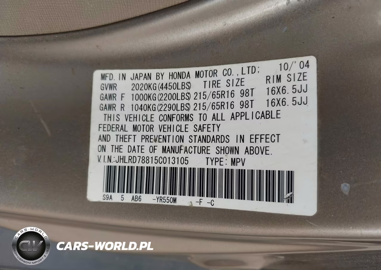 2005 Honda Cr-V Ex VIN:JHLRD78815C013105 - 9