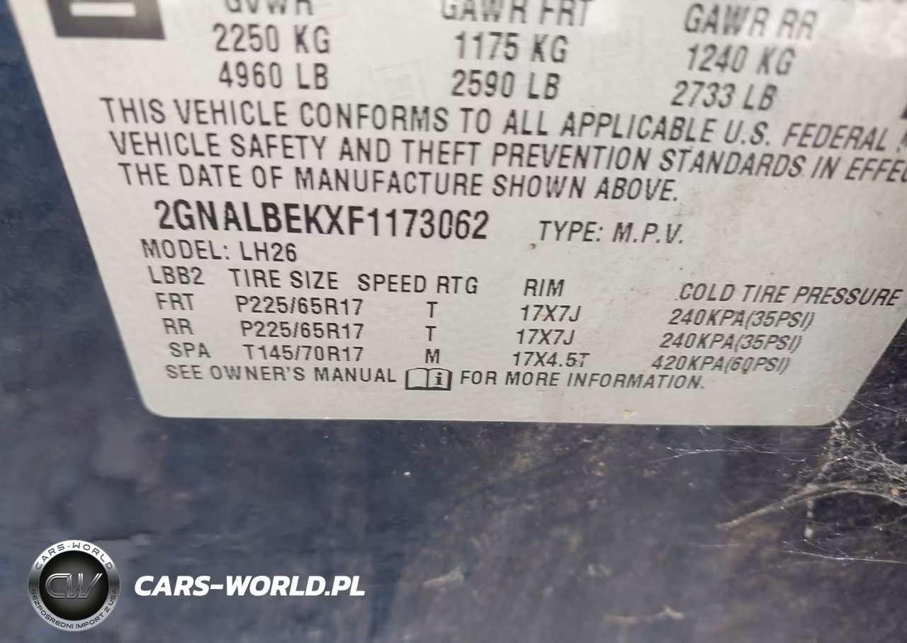 2015 Chevrolet Equinox Lt VIN:2GNALBEKXF1173062 - 9