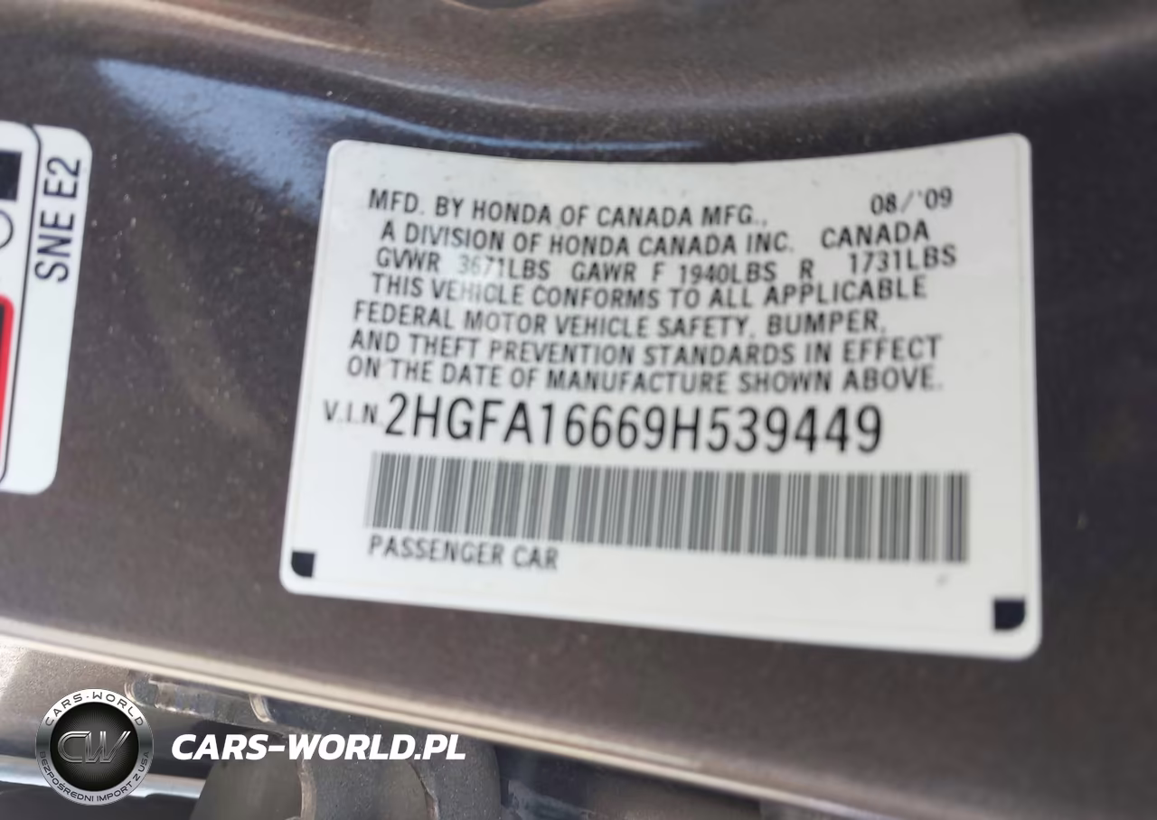 2009 Honda Civic Lx-S VIN:2HGFA16669H539449 - 9