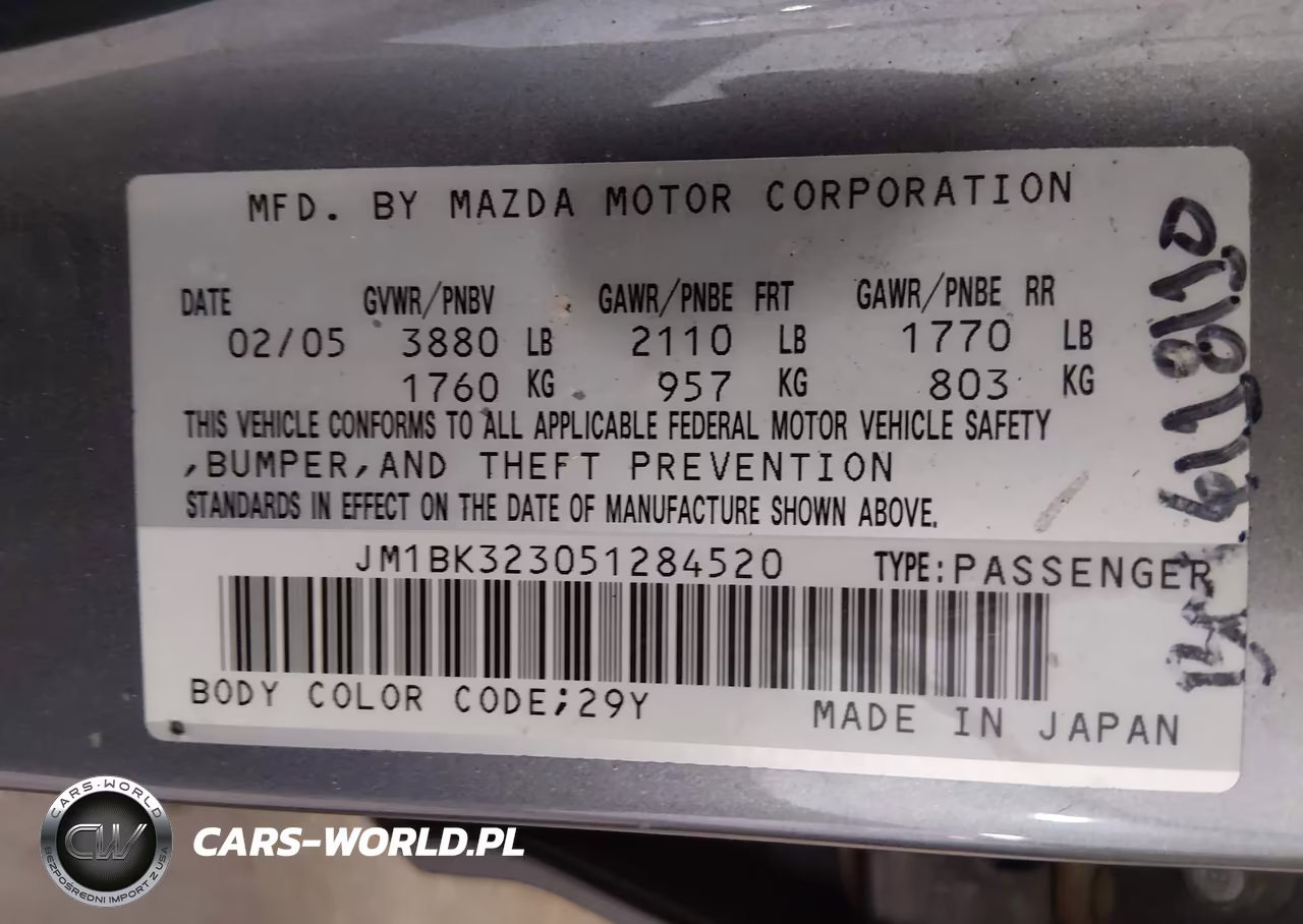 2005 Mazda Mazda3 S VIN:JM1BK323051284520 - 9