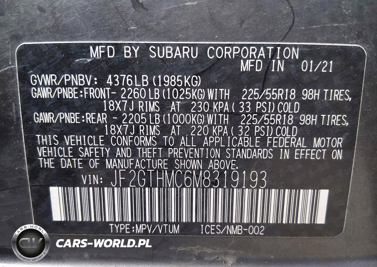 2021 Subaru Crosstrek Limited VIN:JF2GTHMC6M8319193 - 9