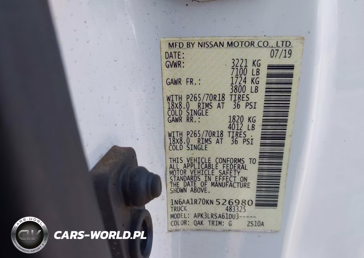 2019 Nissan Titan S VIN:1N6AA1R70KN526980 - 9