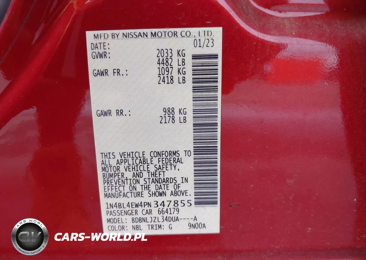2023 Nissan Altima Sl Intelligent Awd VIN:1N4BL4EW4PN347855 - 9