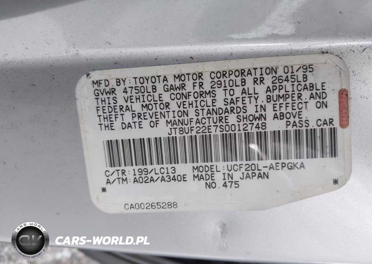 1995 Lexus Ls 400 VIN:JT8UF22E7S0012748 - 9