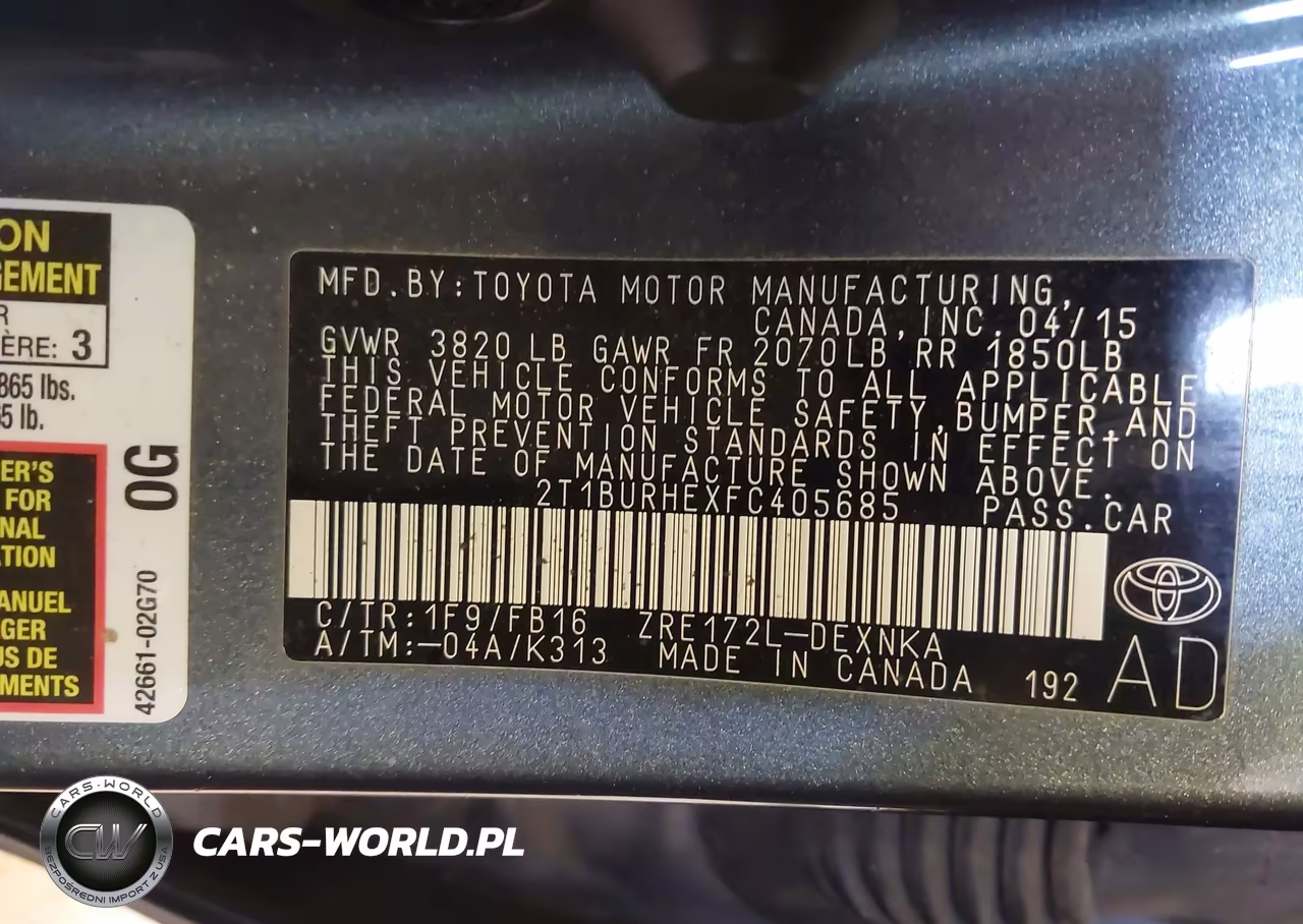 2015 Toyota Corolla Le VIN:2T1BURHEXFC405685 - 9