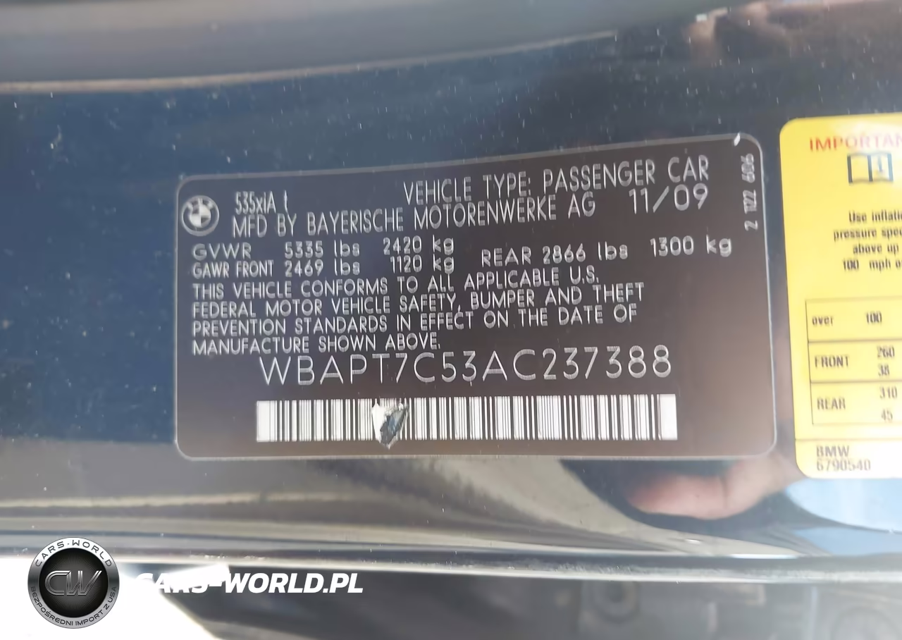 2010 BMW 535I xDrive VIN:WBAPT7C53AC237388 - 9