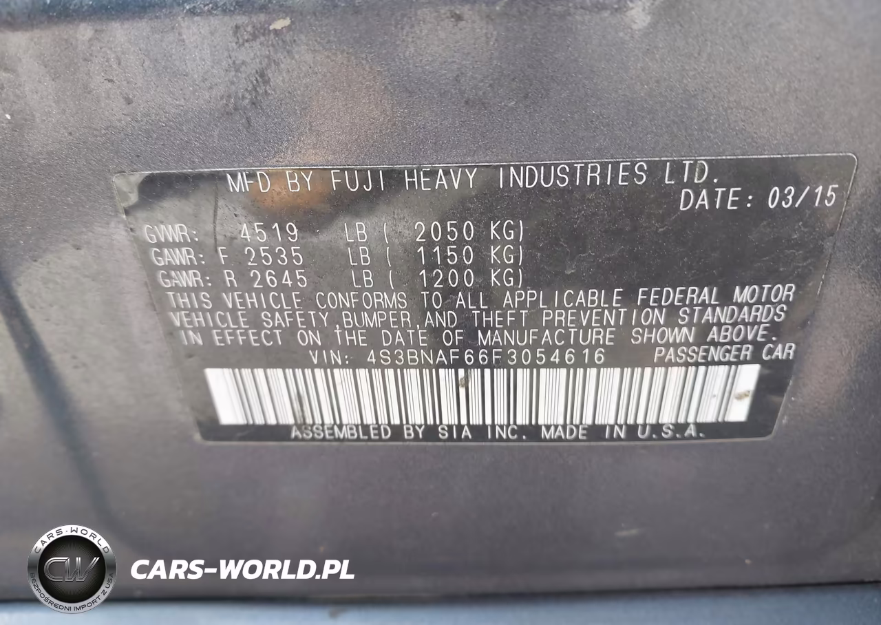 2015 Subaru Legacy 2.5I Premium VIN:4S3BNAF66F3054616 - 9