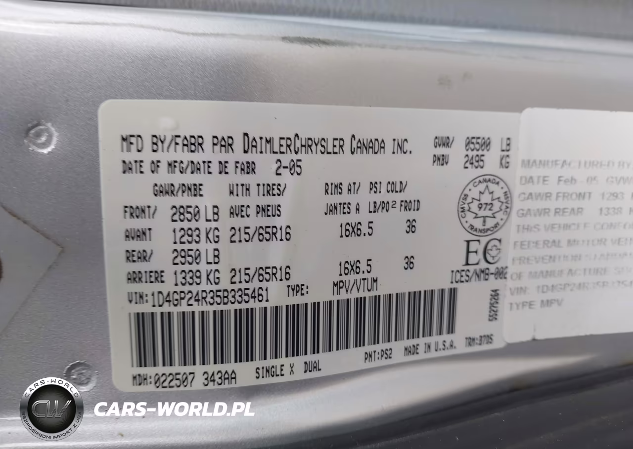 2005 Dodge Grand Caravan VIN:1D4GP24R35B335461 - 9