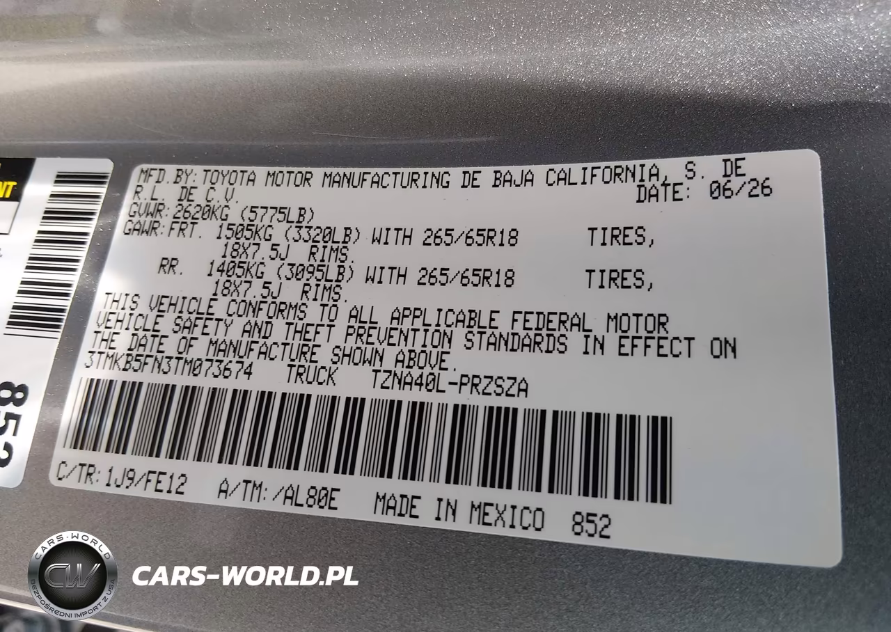 2026 Toyota Tacoma Trd Sport VIN:3TMKB5FN3TM073674 - 9