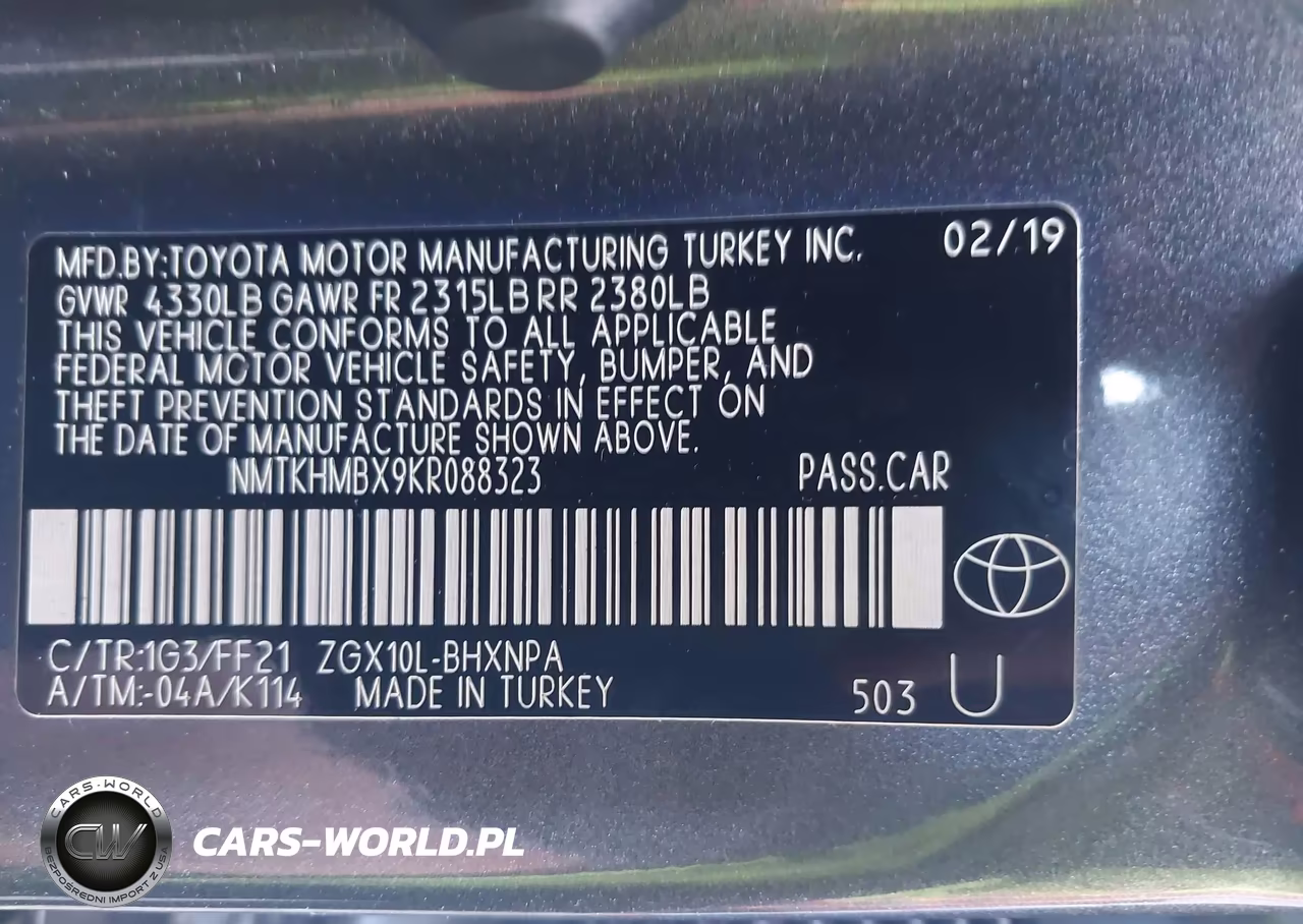 2019 Toyota C-Hr Xle VIN:NMTKHMBX9KR088323 - 9