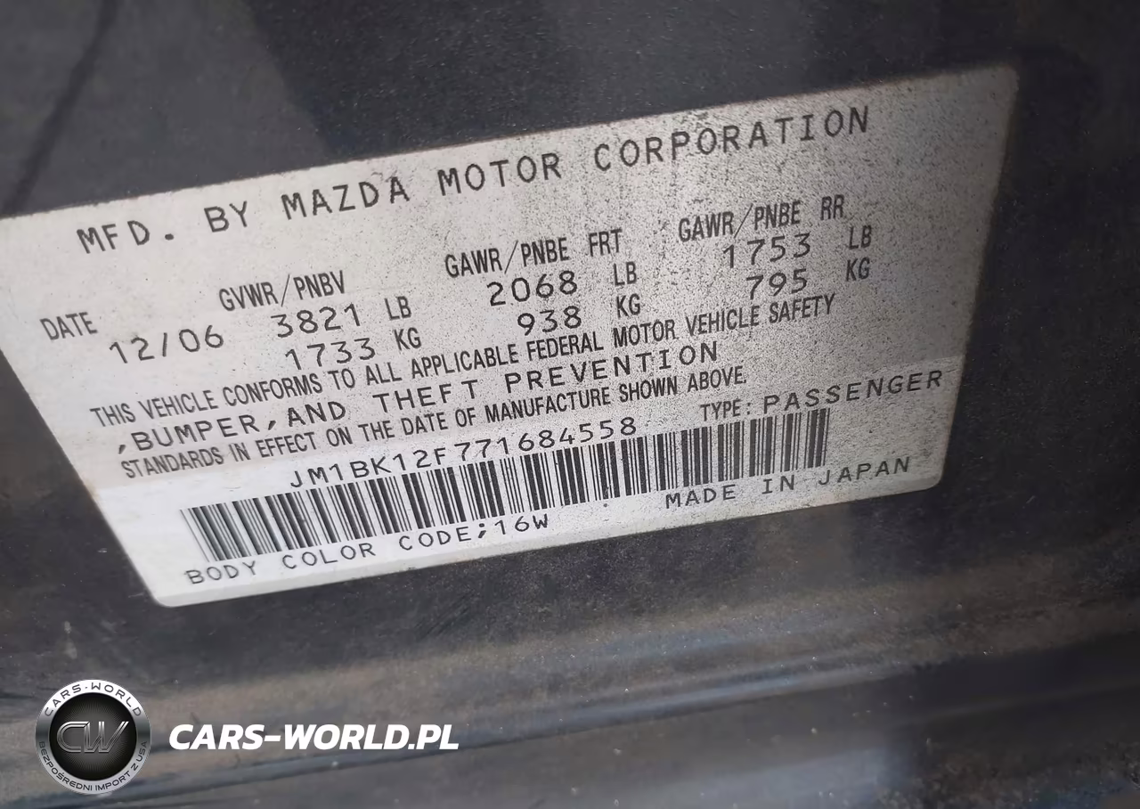 2007 Mazda Mazda3 I VIN:JM1BK12F771684558 - 9