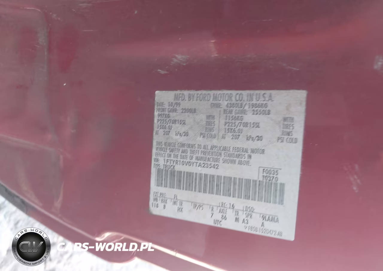 2000 Ford Ranger Xl-Xlt VIN:1FTYR10V0YTA23542 - 9