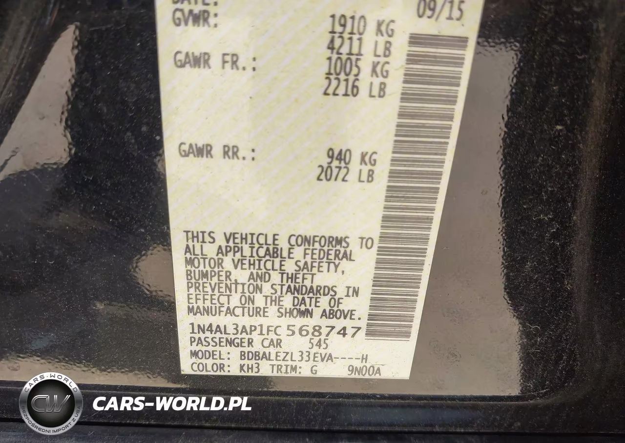 2015 Nissan Altima 2.5 S VIN:1N4AL3AP1FC568747 - 9