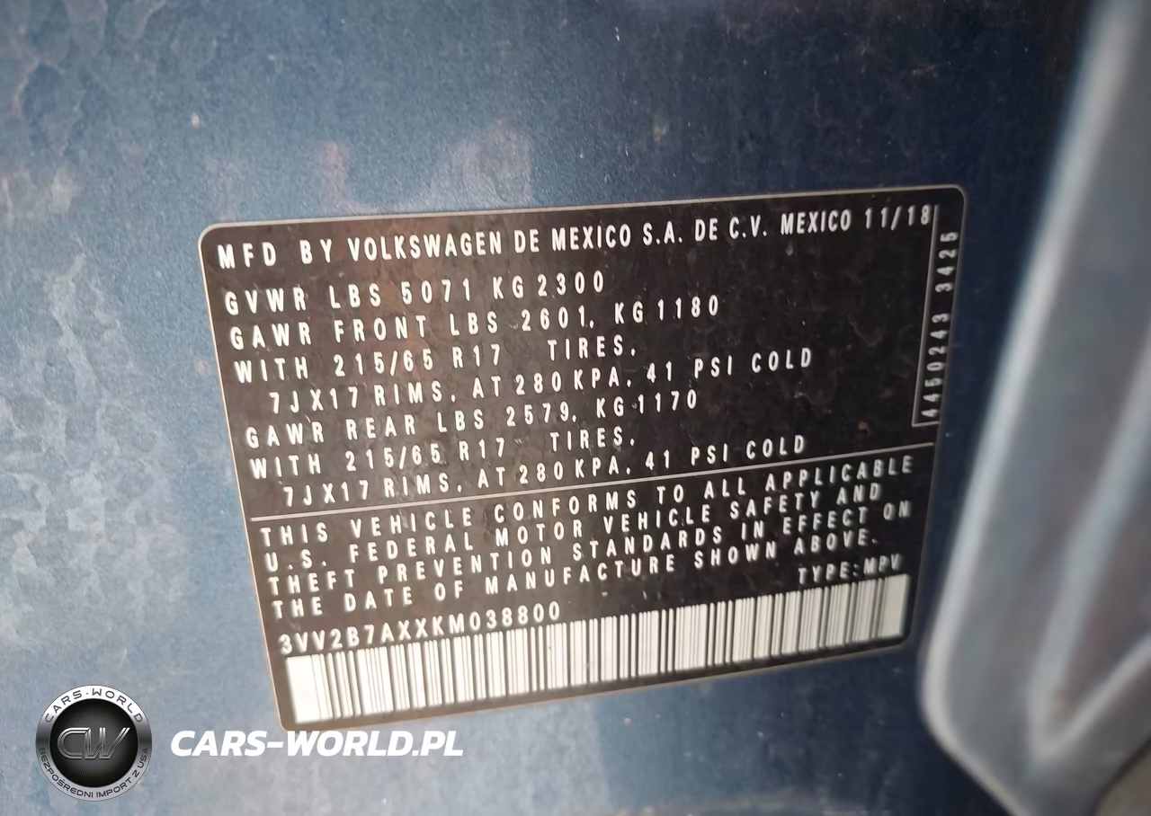 2019 Volkswagen Tiguan 2.0T Se-2.0T Sel-2.0T Sel R-Line-2.0T Sel R-Line Black VIN:3VV2B7AXXKM038800 - 9