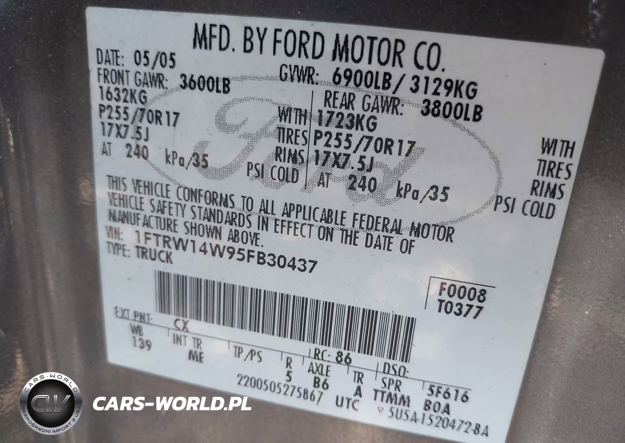 2005 Ford F-150 Xlt VIN:1FTRW14W95FB30437 - 9