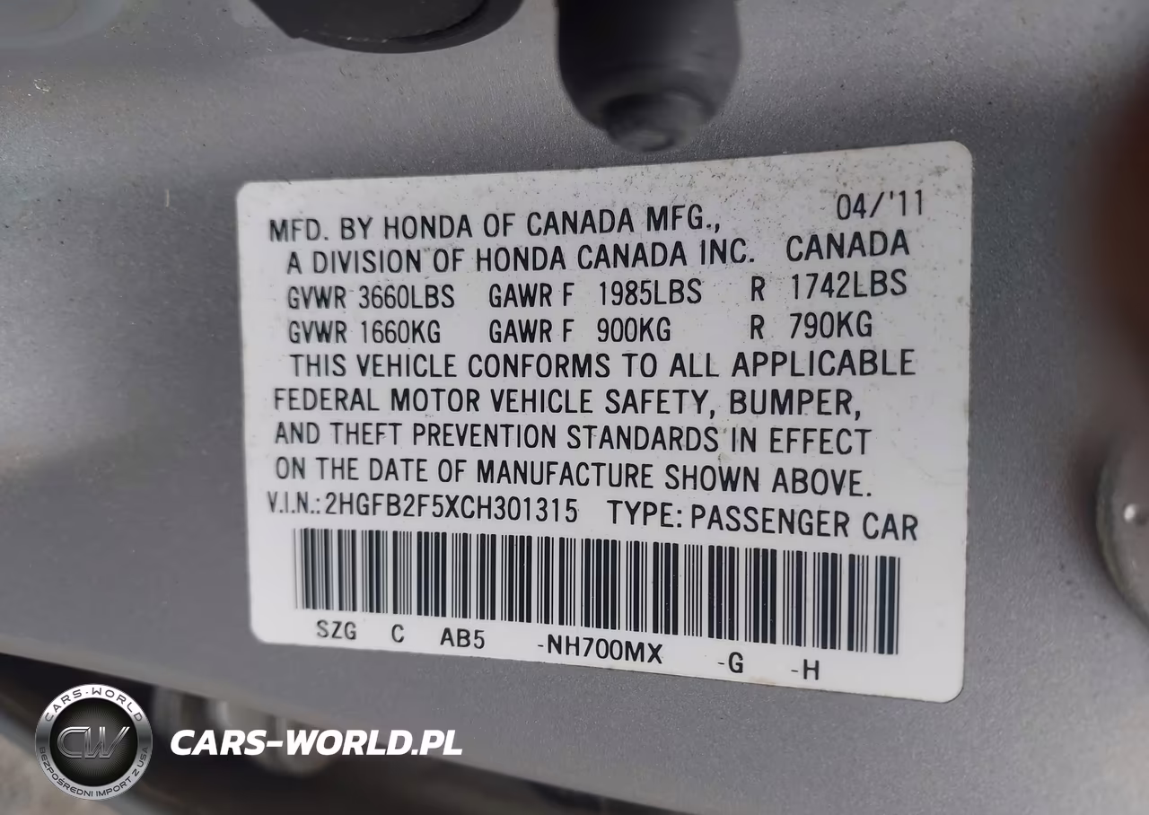 2012 Honda Civic Lx VIN:2HGFB2F5XCH301315 - 9