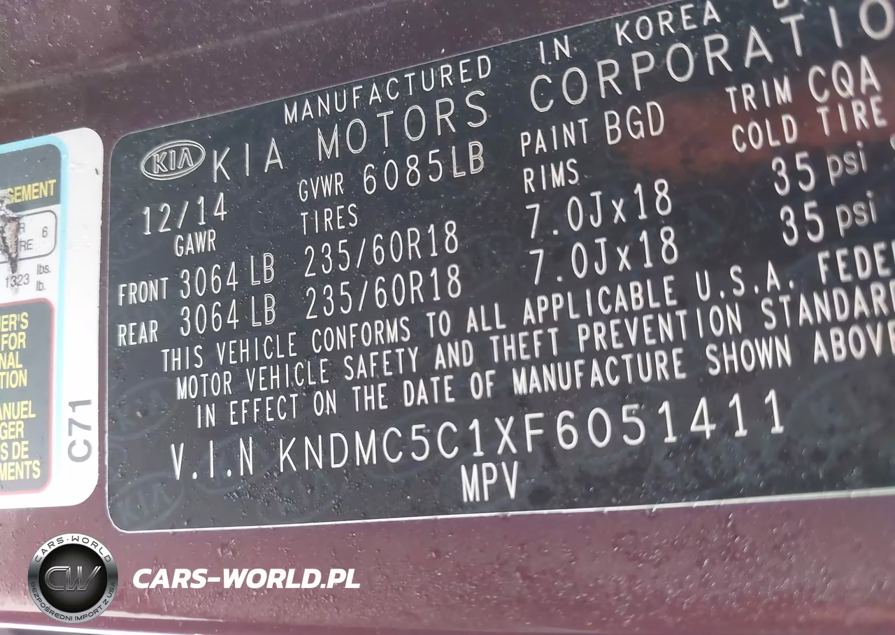 2015 Kia Sedona Ex VIN:KNDMC5C1XF6051411 - 9