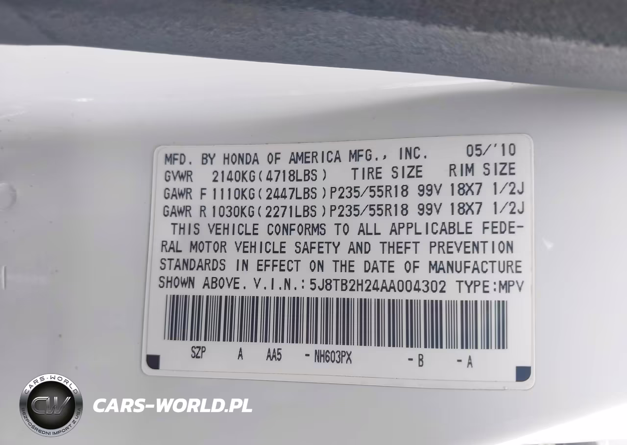 2010 Acura Rdx VIN:5J8TB2H24AA004302 - 9