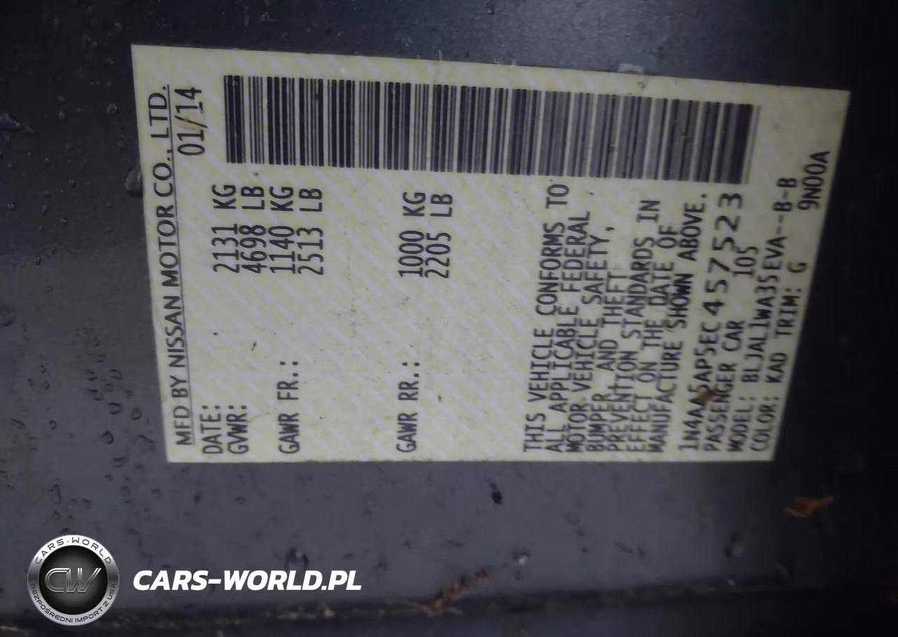 2014 Nissan Maxima 3.5 Sv VIN:1N4AA5AP5EC457523 - 9