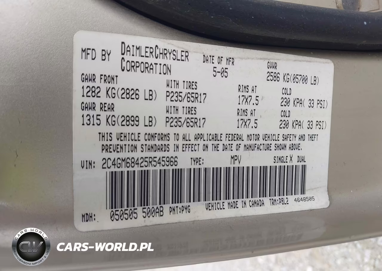 2005 Chrysler Pacifica Touring VIN:2C4GM68425R545966 - 9